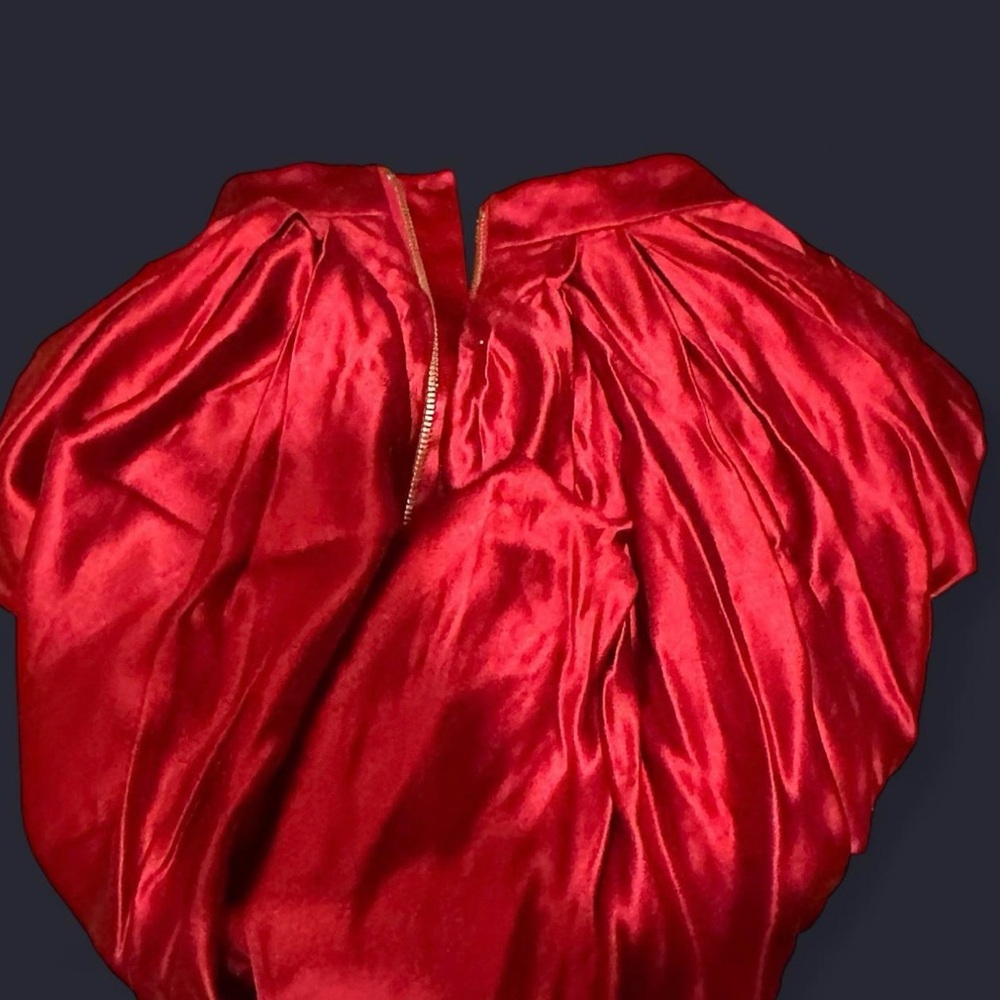 Elegant Red Satin Blouse